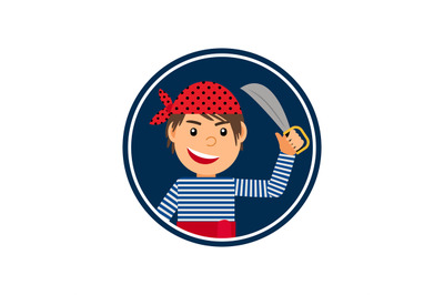 Pirate with knife icon in circle