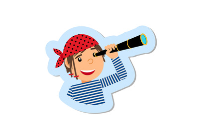 Pirate with spyglass isolated sticker