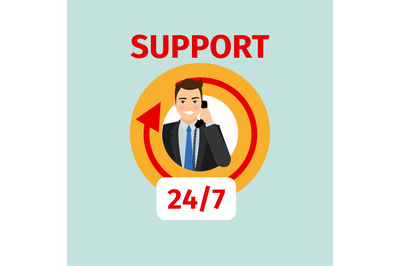 Support service circle icon with man