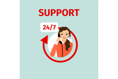 Support service circle icon with woman