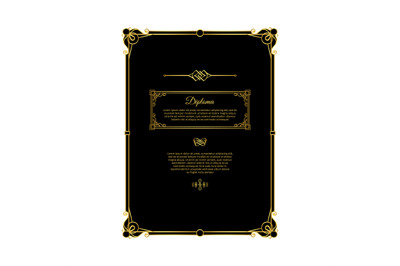 Black and gold diploma template