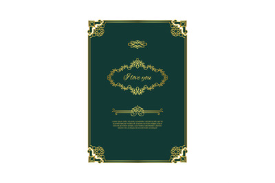 Gold and green romantic frame template