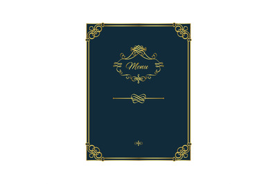 Vintage golden menu template on blue