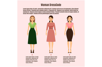 Woman Dress Code infographic on pink