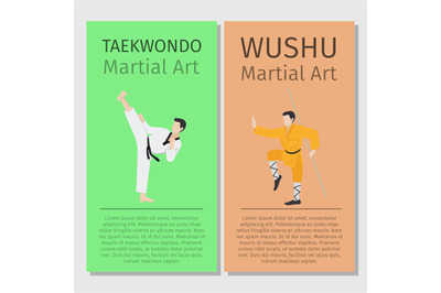 Asian martial arts. Taekwondo and Wushu