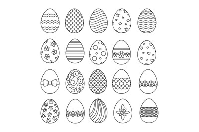 Happy easter eggs thin line icons