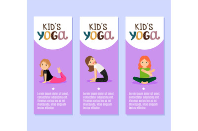 Yoga kids flyers design with girls