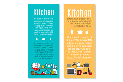 Kitchen flyers in cartoon style