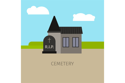 Cemetery building cartoon illustration