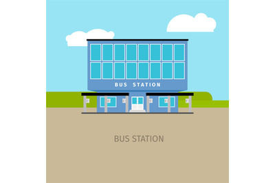 Colored bus station building illustration