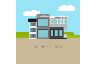 Colored business center building illustration