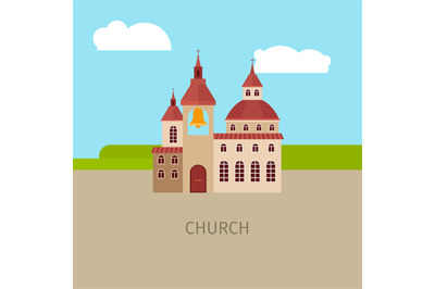 Colored church building illustration