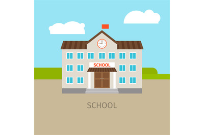 Colored school building illustration