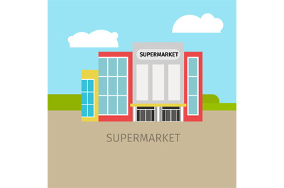 Colored supermarket building illustration