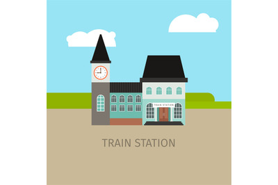 Colored train station building