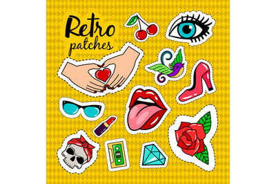 Retro style colorful stickers