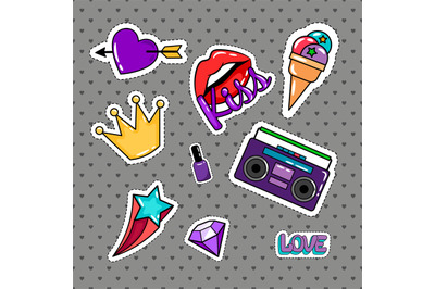 Retro style stickers set