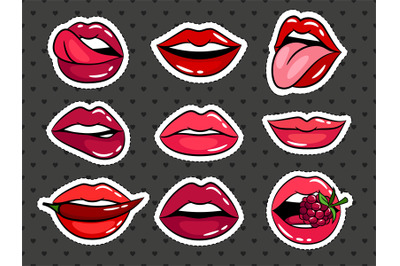 Female lips stickers set