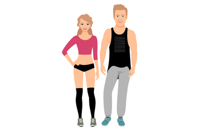 Man and woman in fitness clothes