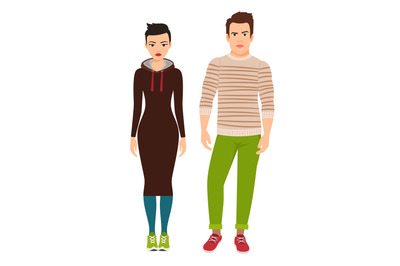 Couple in hipster style clothes