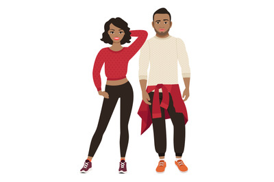 African couple in sport style clothes