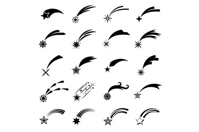 Black shooting star silhouettes