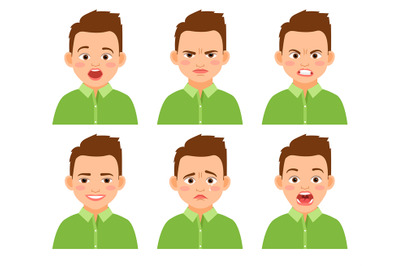 Boy face expression set