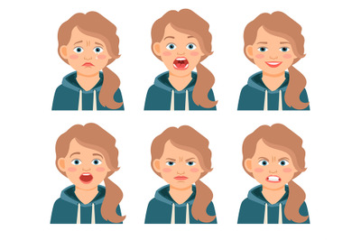 Little kid girl face expressions