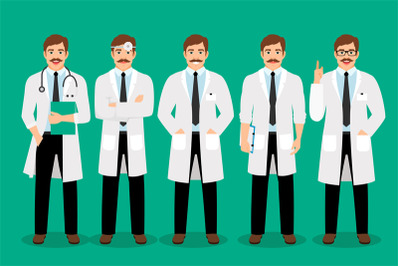 Standing male doctor poses