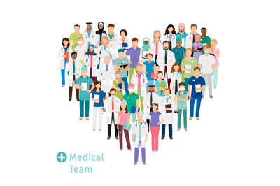 Healthcare medical team in heart shape