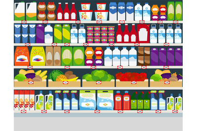 Store shelves with products background