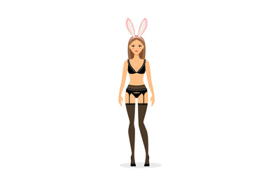 Girl in underwear with rabbit ears