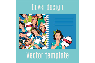 Cover design with popart women pattern