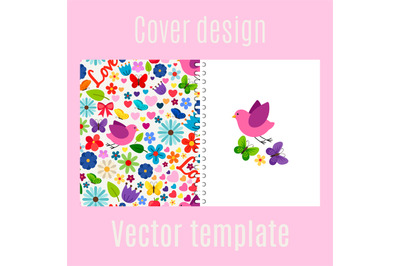 Cover design with spring decorations pattern