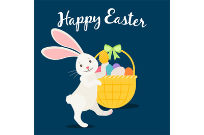 Happy easter greeting card with rabbit