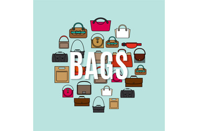 Bags cartoon icons in circle shape