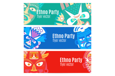 Ethno party flyers with masks