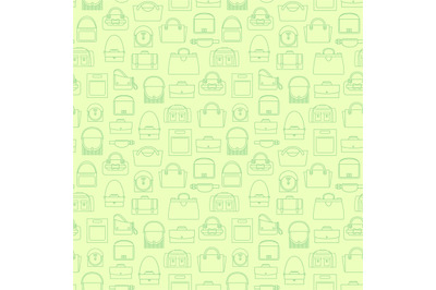 Green fashion line bags seamless pattern