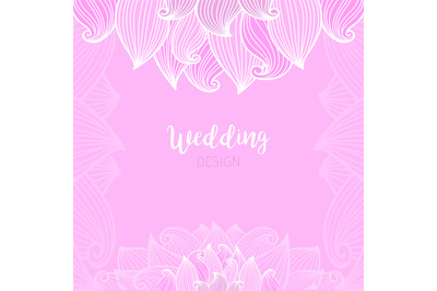 Pink wedding romantic card with waves