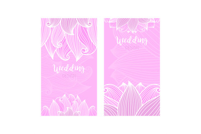 Wedding vertical pink flyers with waves