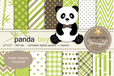 Panda Boy Digital Papers and Clipart