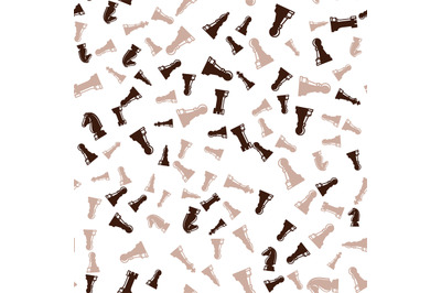 Brown chess pieces seamless pattern