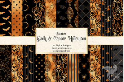 Black and Copper Halloween Digital Paper