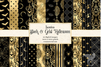 Black and Gold Halloween Digital Paper