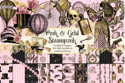 Pink and Gold Steampunk Graphics