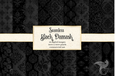 Black Damask Digital Paper