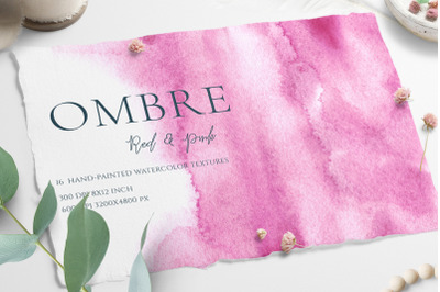 Ombre Watercolor Red &amp; Pink Texture Backgrounds