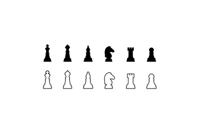 Chess pieces black and white icons