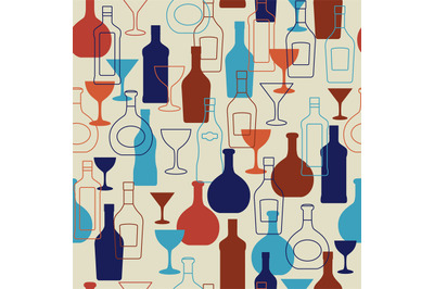 Bar background with bottles and glasses