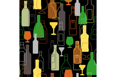 Bar colorful pattern with alcohol bottles